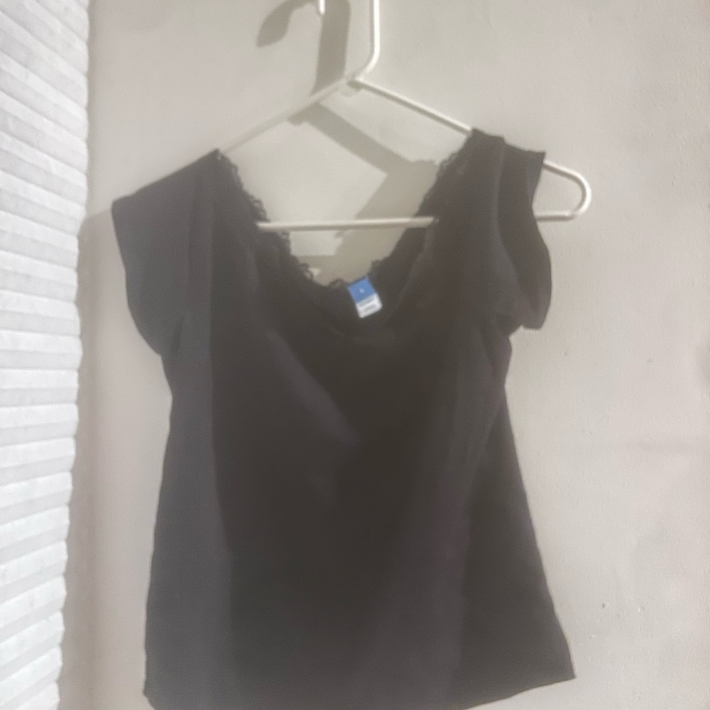 Old Navy Black Lace Trim Blouse
